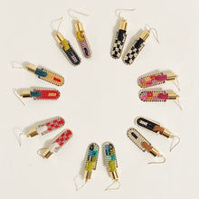 Load image into Gallery viewer, Stripe Geometric Earrings in Poppy/Peach