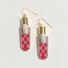Load image into Gallery viewer, Checkered Geometric Earrings in Poppy/Mauve