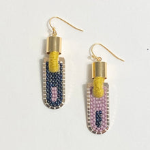 Load image into Gallery viewer, Stripe Geometric Earrings in Indigo/Mauve