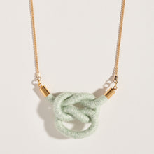 Load image into Gallery viewer, Square Knot Fiber + Chain Necklace