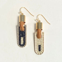 Load image into Gallery viewer, Stripe Geometric Earrings in Black/Pewter