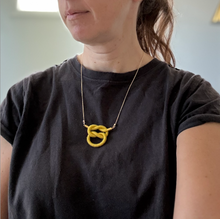 Load image into Gallery viewer, Colorblocked Square Knot Fiber + Chain Necklace