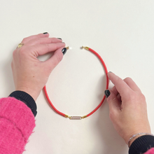 Load image into Gallery viewer, Stripe Fiber + Bead Necklace