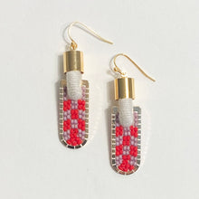 Load image into Gallery viewer, Checkered Geometric Earrings in Poppy/Mauve

