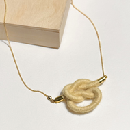 Square Knot Fiber + Chain Necklace