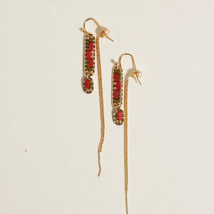 Abstract Earrings in Hibiscus