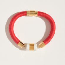 Load image into Gallery viewer, Fiber + Porcelain Gold Vertical Stripe Bracelet
