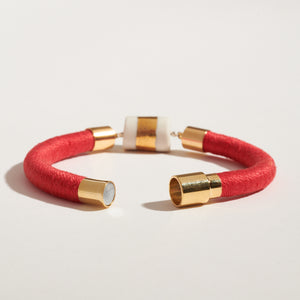 Fiber + Porcelain Gold Vertical Stripe Bracelet