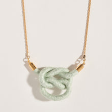 Load image into Gallery viewer, Square Knot Fiber + Chain Necklace

