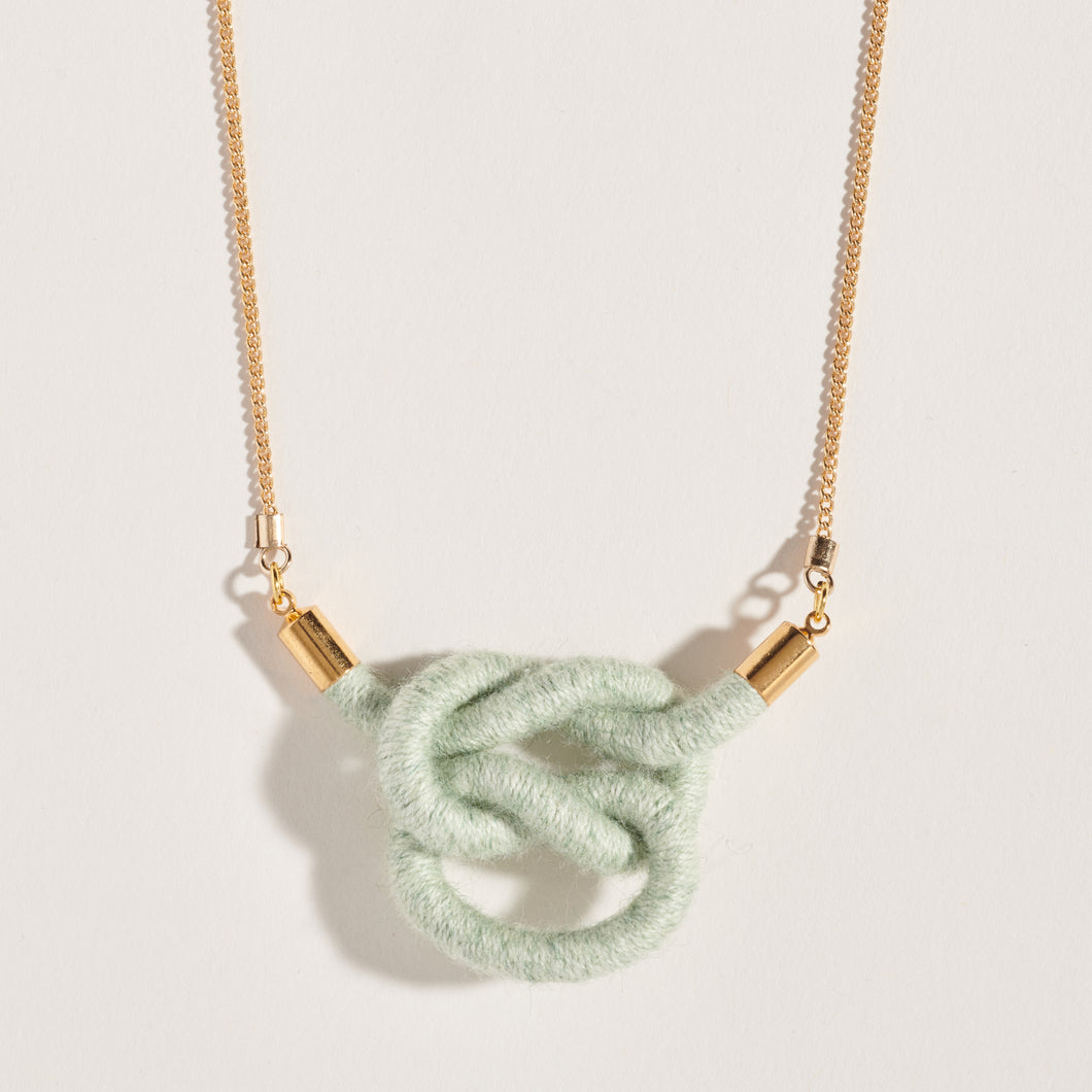 Square Knot Fiber + Chain Necklace