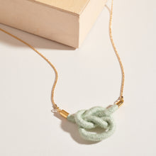 Load image into Gallery viewer, Square Knot Fiber + Chain Necklace
