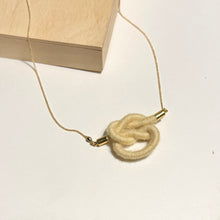 Load image into Gallery viewer, Square Knot Fiber + Chain Necklace
