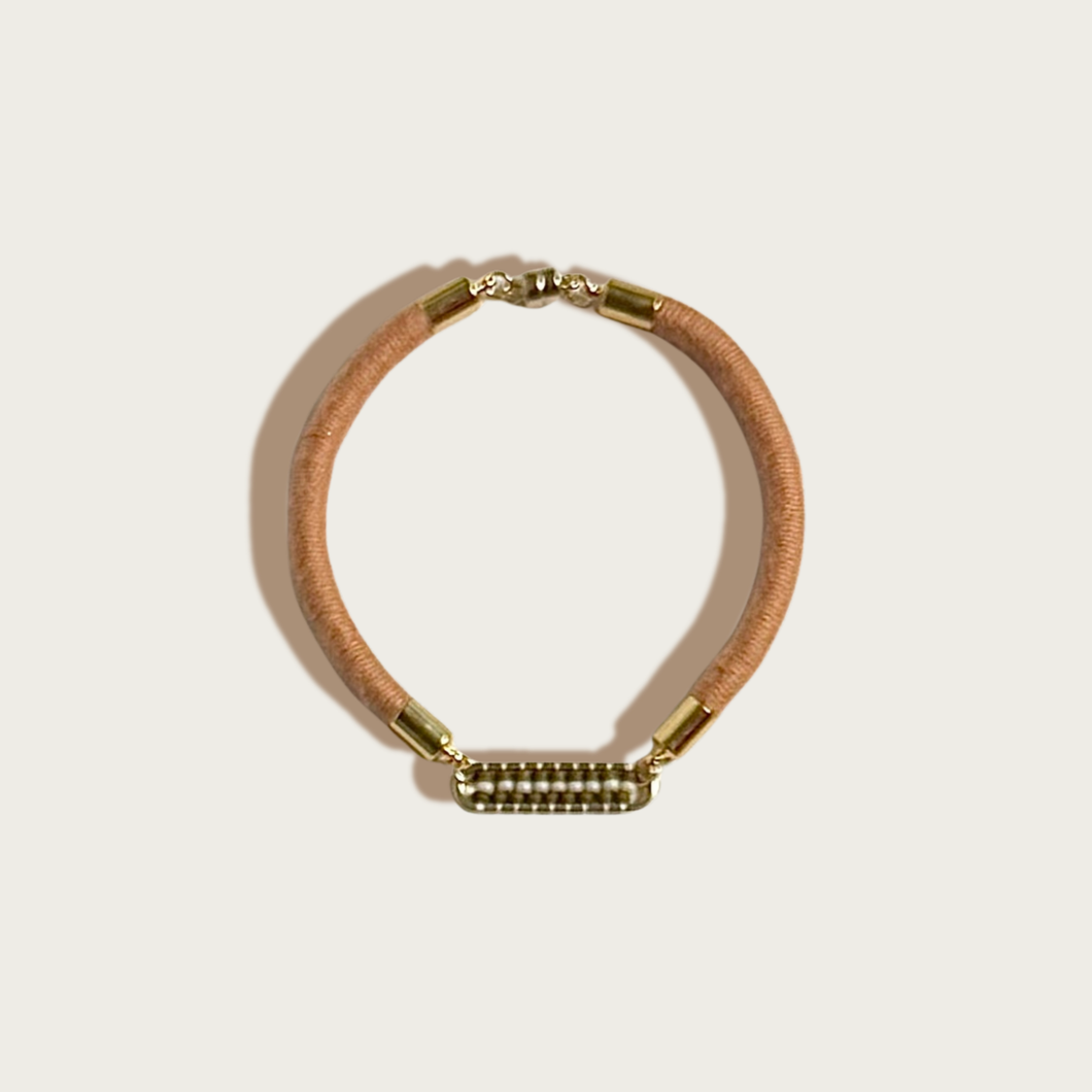 Stripe Fiber + Bead Bracelet