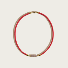 Load image into Gallery viewer, Stripe Fiber + Bead Necklace
