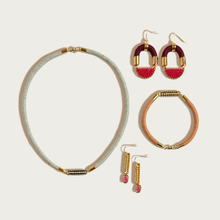 Load image into Gallery viewer, Stripe Fiber + Bead Necklace
