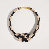 Double Dragon Checker Necklace in Sand/Noir