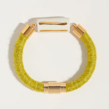 Load image into Gallery viewer, Fiber + Porcelain Gold Horizontal Stripe Bracelet
