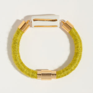 Fiber + Porcelain Gold Horizontal Stripe Bracelet