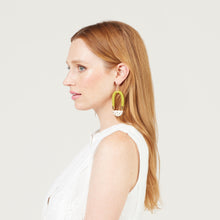 Load image into Gallery viewer, Elongated + Gold Fleck Earrings

